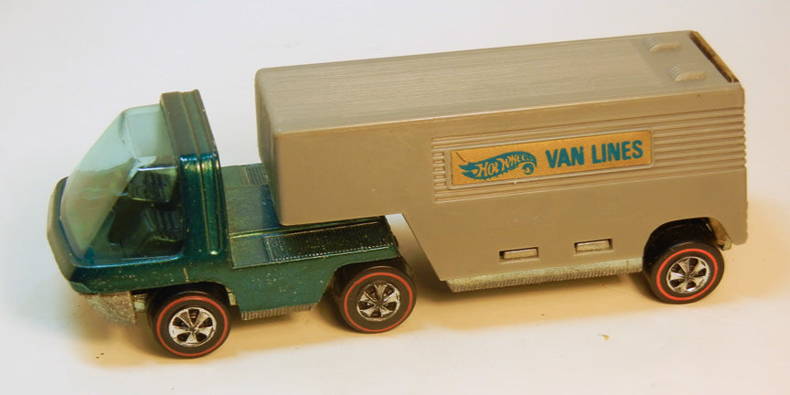 Blue-green Heavyweights Moving Van cab with gray Van Lines trailer and redline wheels