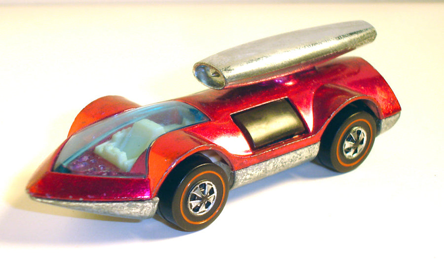 Red Spectraflame Rocket-Bye-Baby with roof-mounted ramjet, blue glazing and light interior