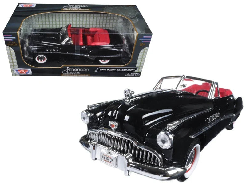 Motormax 1949 Buick Roadmaster black with red interior 1:18 diecast model
