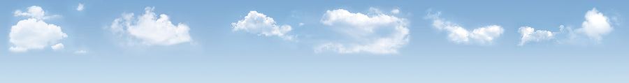 PECO SK-P03 Sky and Clouds photographic backscene with white clouds across a blue sky.