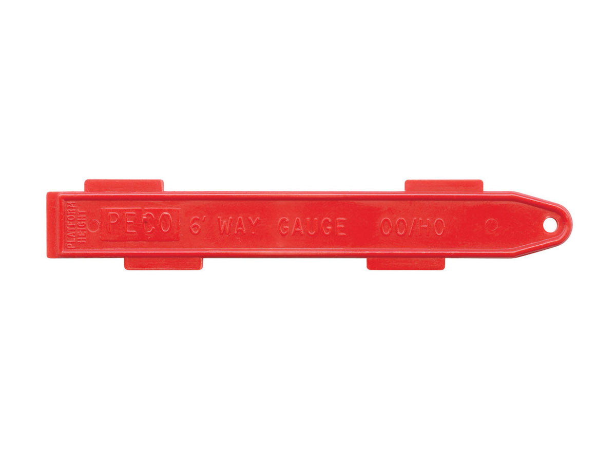 PECO SL-36 OO/HO six-foot way gauge, red track-spacing tool.