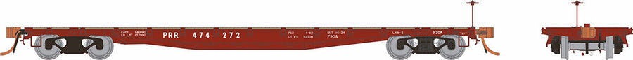 Rapido 138003A HO Pennsylvania Railroad 1960s F30A 50-foot flatcar, manufacturer artwork showing PRR 474272