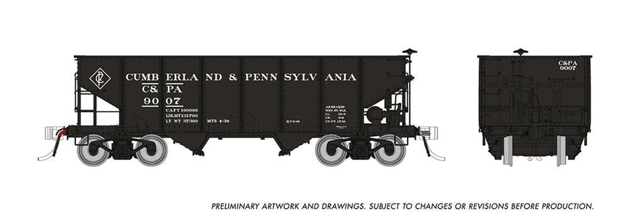 Rapido HO Scale Cumberland & Pennsylvania PRR GLa 2-Bay Hopper Single Car – 148015A