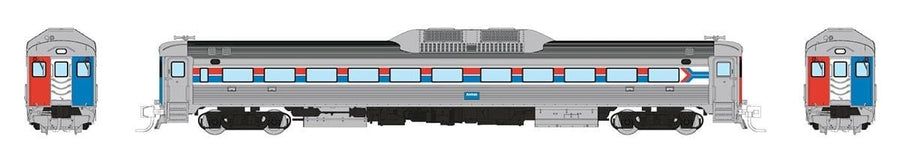 Rapido 516501 N scale Amtrak Phase II Budd RDC-1 railcar, manufacturer artwork showing side and end views