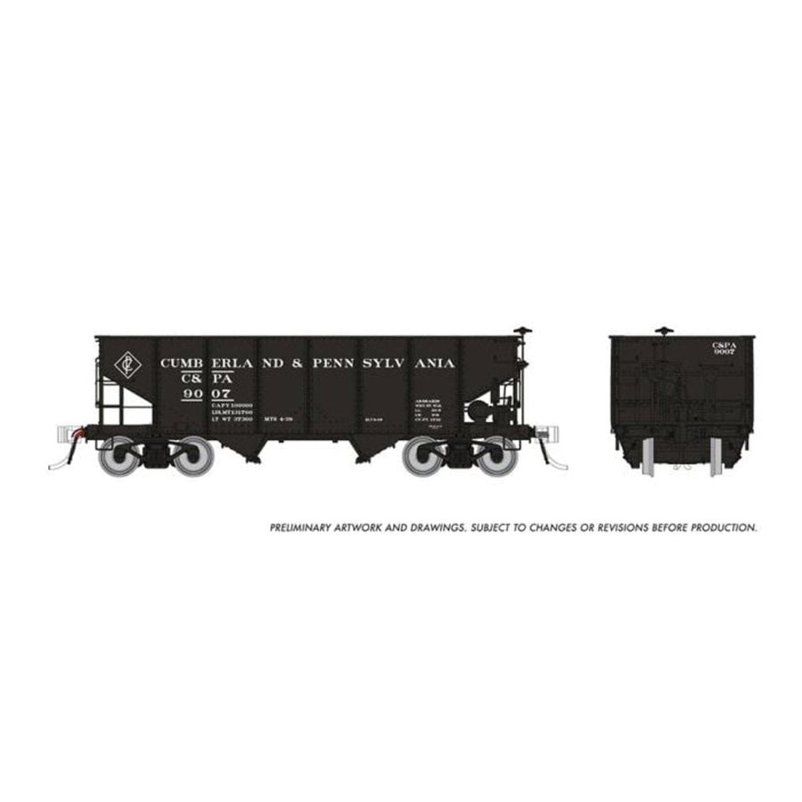 Rapido HO Scale Cumberland & Pennsylvania PRR GLa 2-Bay Hopper (3 Pack) - 148015 — exact product view