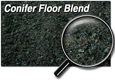 Scenic Express 883B Conifer Floor Blend, 32 oz; manufacturer ground-cover texture detail; package not shown.