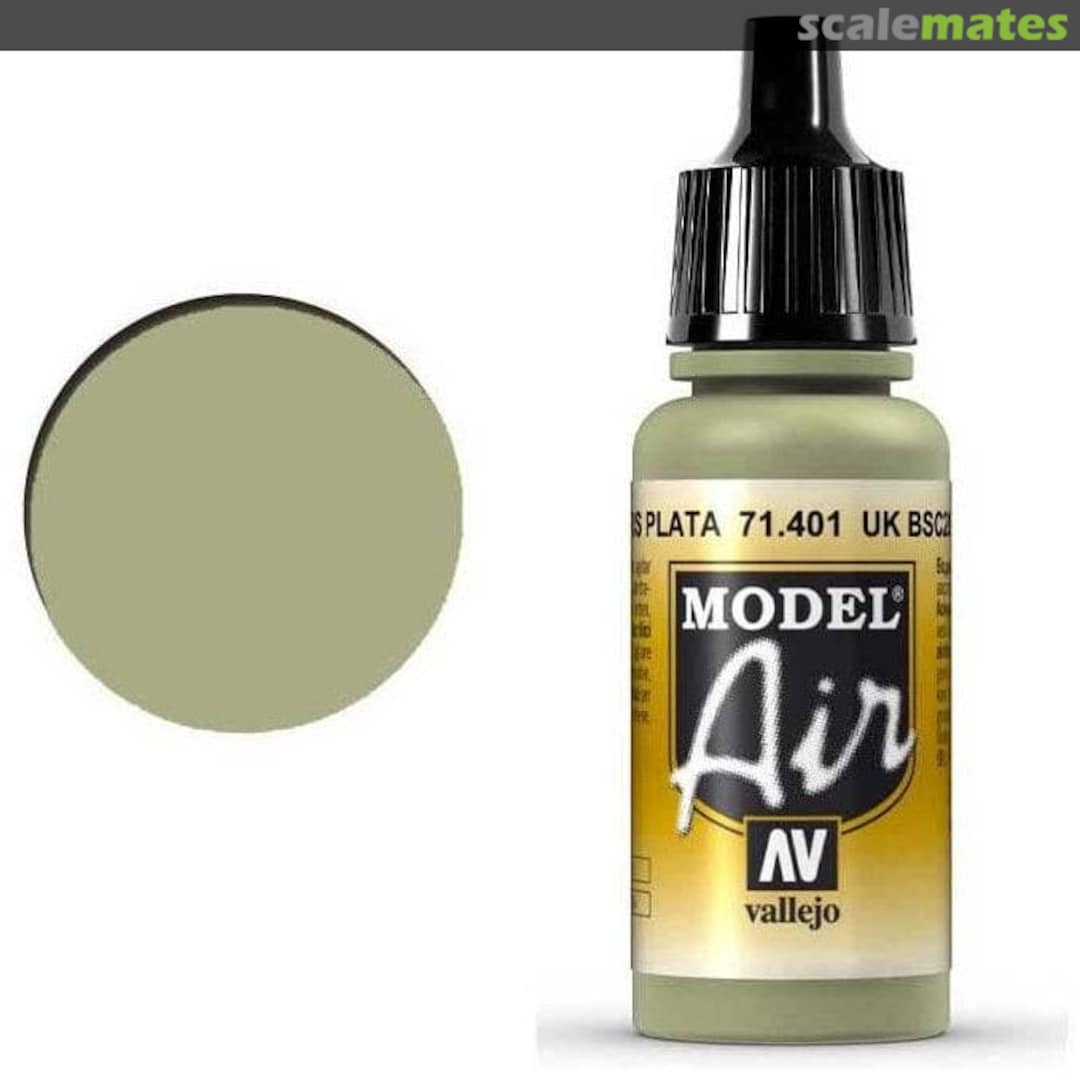 Vallejo Model Air 71.401 UK BSC 28 Silver Grey 17 ml acrylic paint bottle