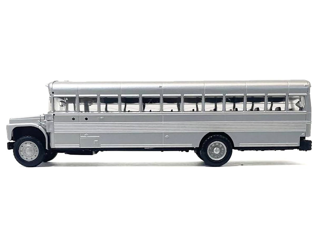 School Bus Silver Metallic 1/87 (HO) Plastic Model by Promotex