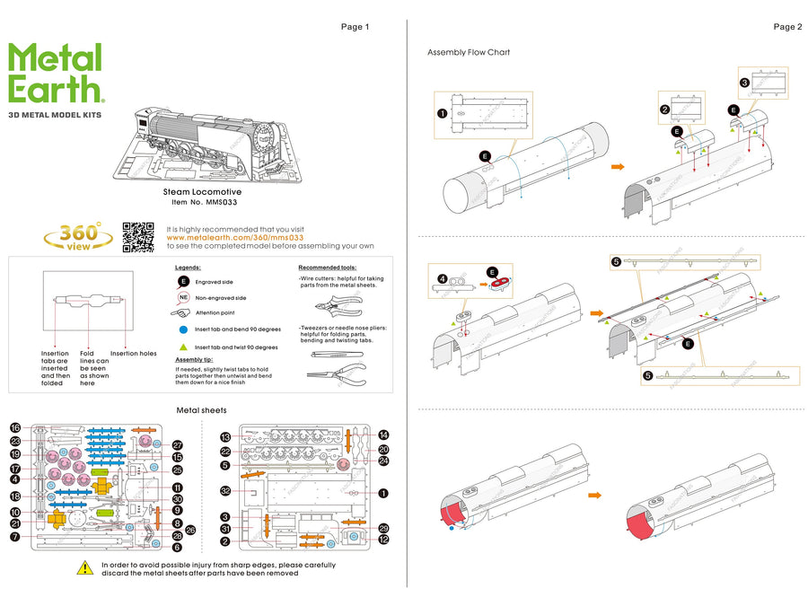 Model Kit Steam Locomotive #844 (Moderate Difficulty) Steel Model by Metal Earth image 5