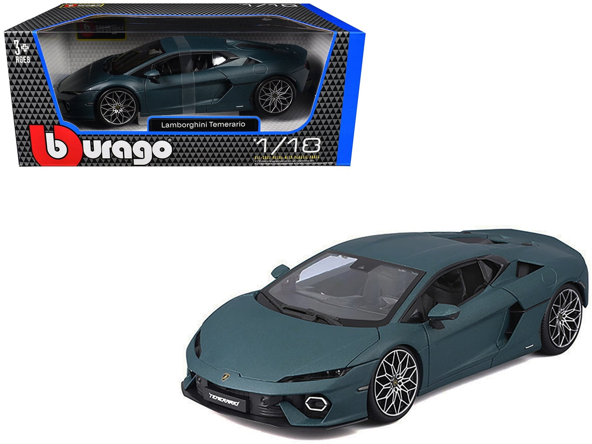 Bburago Lamborghini Temerario matte blue metallic opening frunk doors engine 1:18 11052BL, view 1