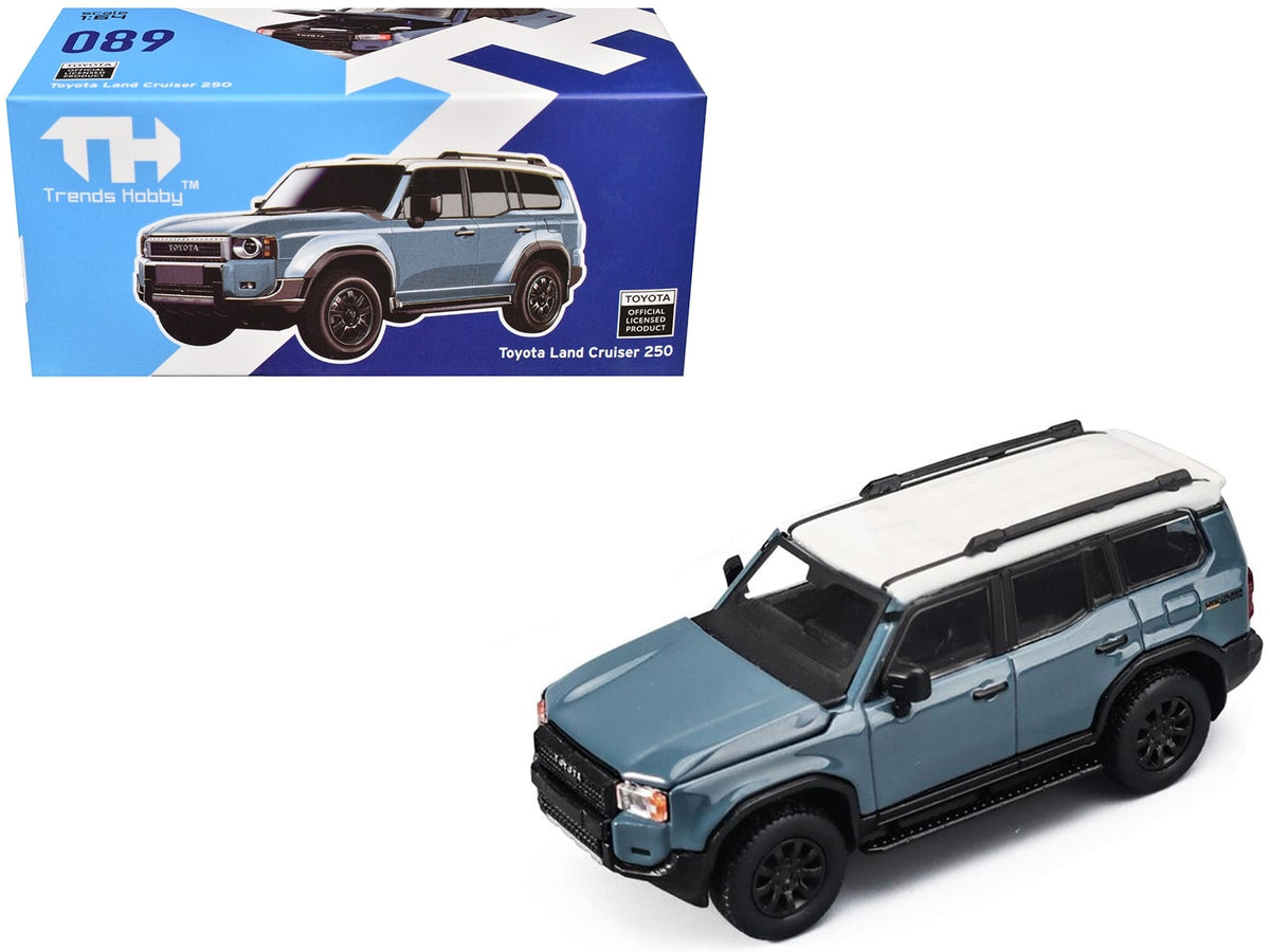 Toyota Land Cruiser 250 Blue with White Top 1/64 Diecast Model Car by Trends Hobby