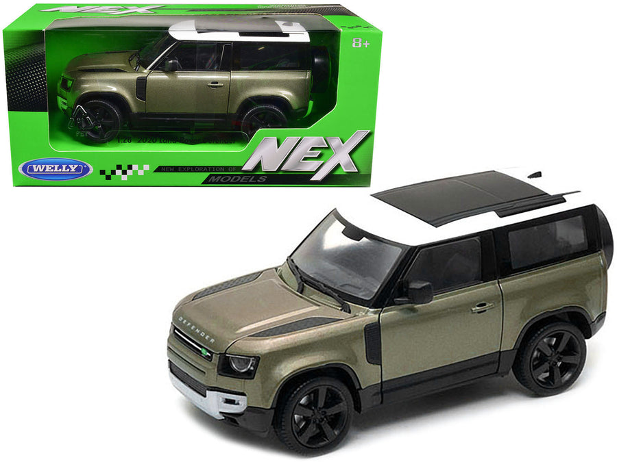 Green Metallic Welly 2020 Land Rover Defender with white roof