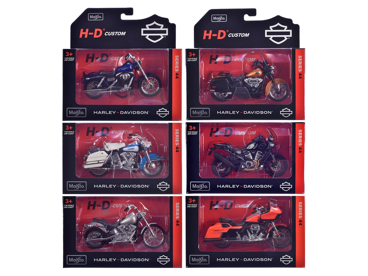 Maisto Harley-Davidson Series 44 six-motorcycle assortment, a 1:18 collector gift option