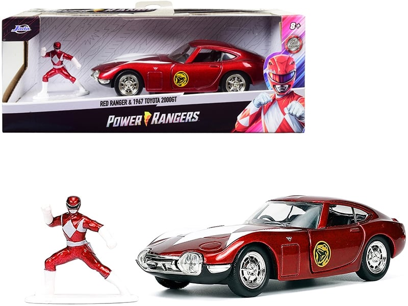 Jada 33074 red Toyota 2000GT with included Red Ranger figure, Power Rangers Hollywood Rides, 1:32 vehicle