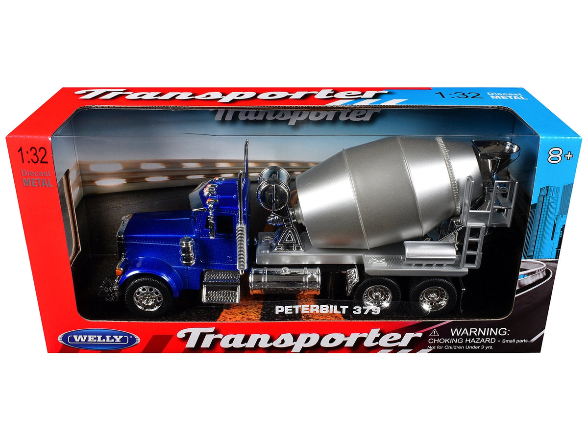 Blue Metallic Peterbilt 379 cement mixer Welly Transporter model