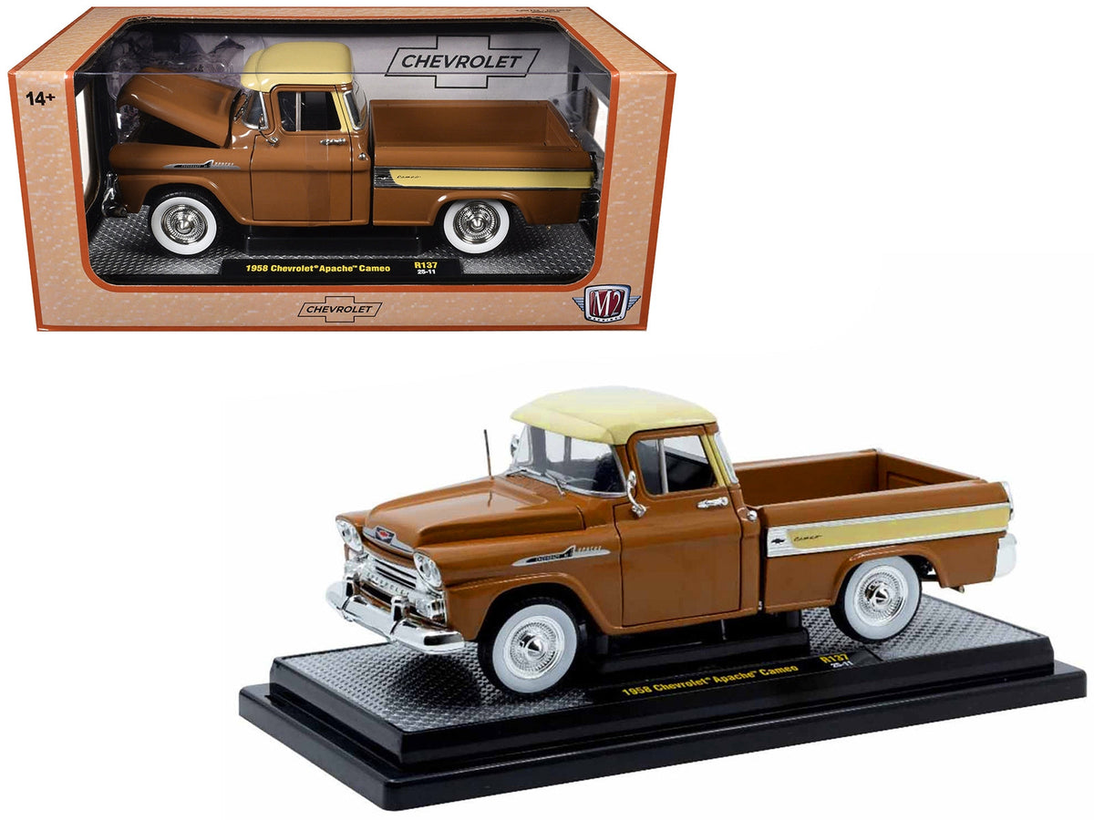 Brown-and-beige M2 1958 Chevrolet Apache Cameo pickup in 1:24, item 40300-137B