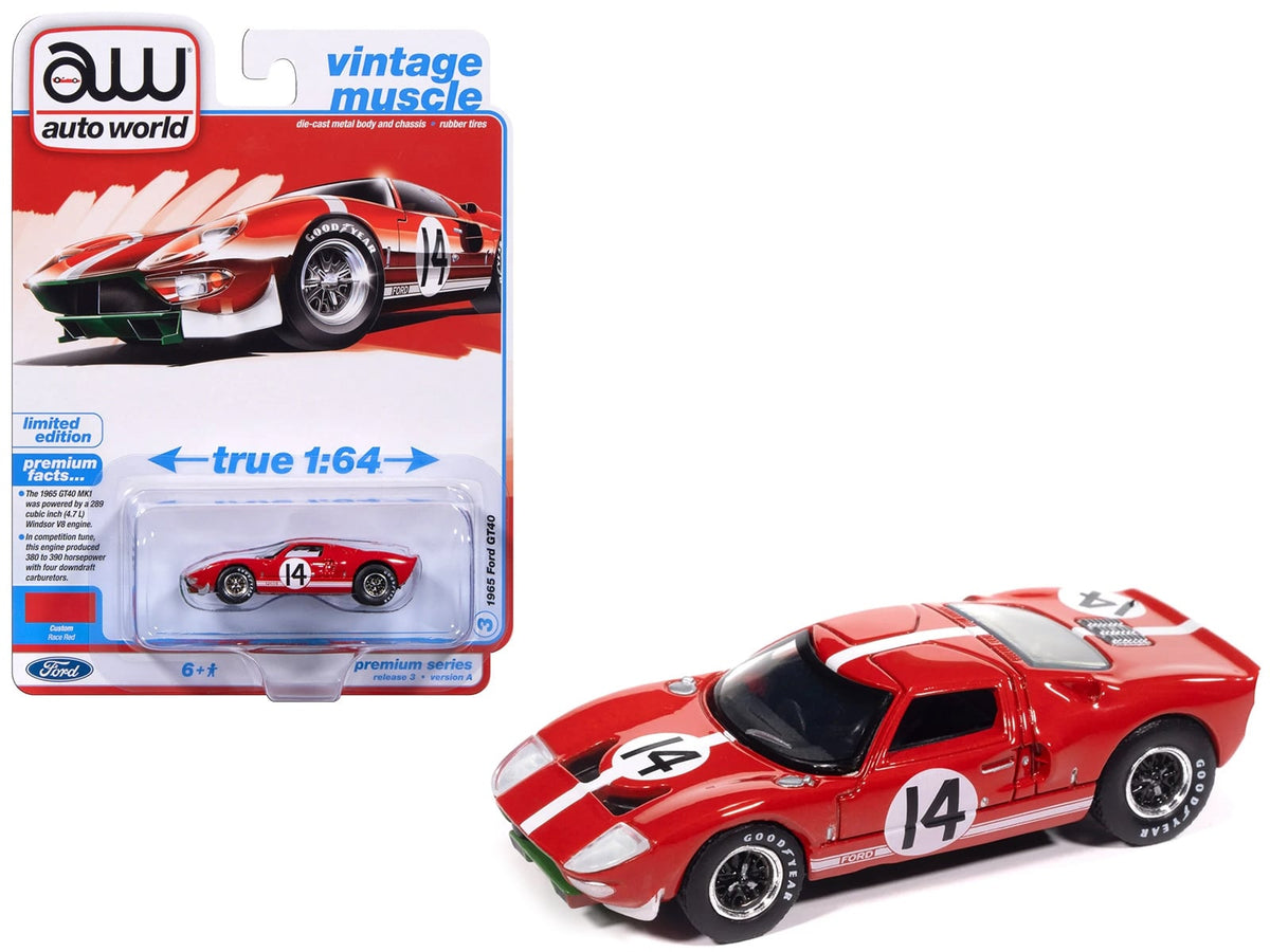 Auto World 1965 Ford GT40 number 14 in red with white stripes