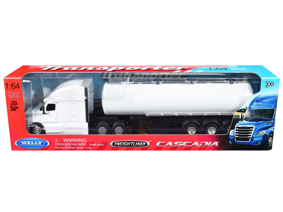 Plain white Freightliner Cascadia oil tanker Welly 1:64 Transporter model