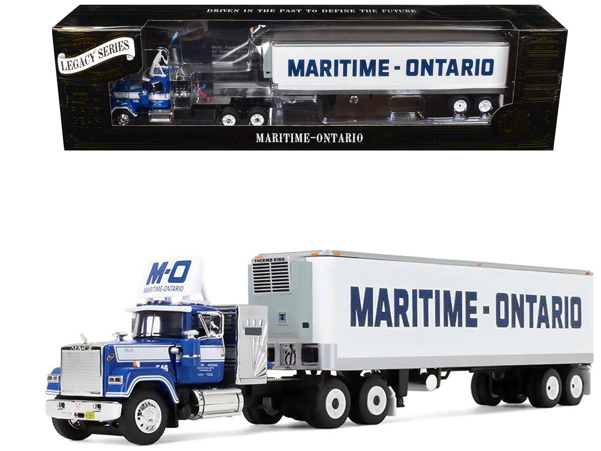 First Gear DCP Mack Super-Liner Maritime-Ontario blue white 40 foot reefer trailer 1:64 69-2273, view 1