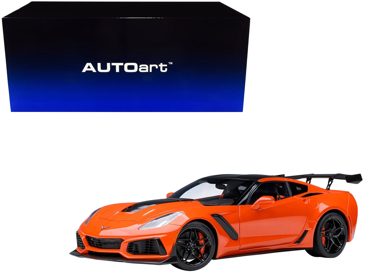 AUTOart 2019 Chevrolet Corvette C7 ZR1 Sebring Orange carbon top 1:18 71279, product image 1