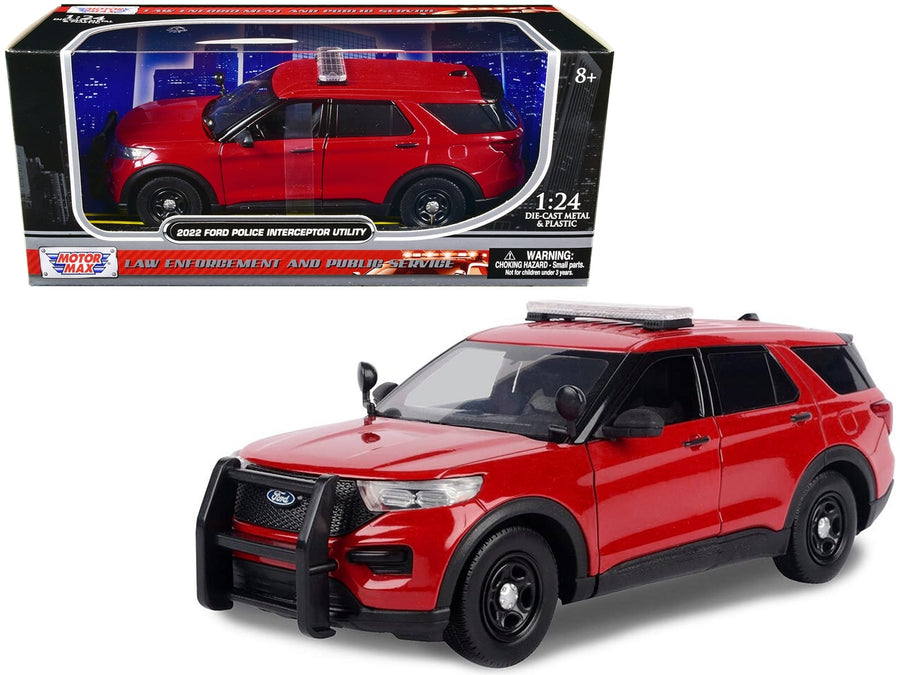 Motormax 2022 Ford Police Interceptor Utility unmarked red 1:24 76988R, product image 1