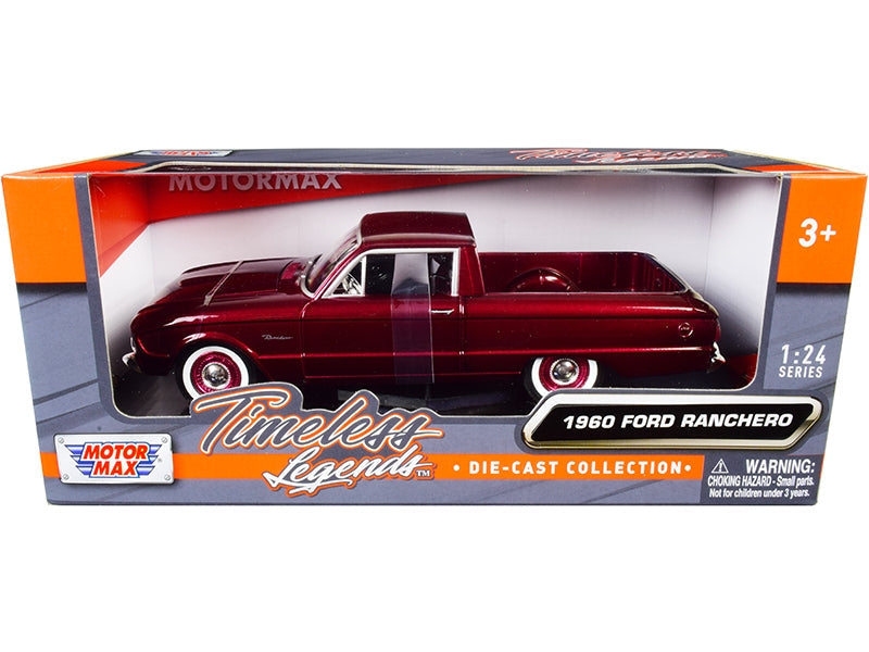 Burgundy-metallic Motormax 1:24 1960 Ford Ranchero pickup, 79321bur