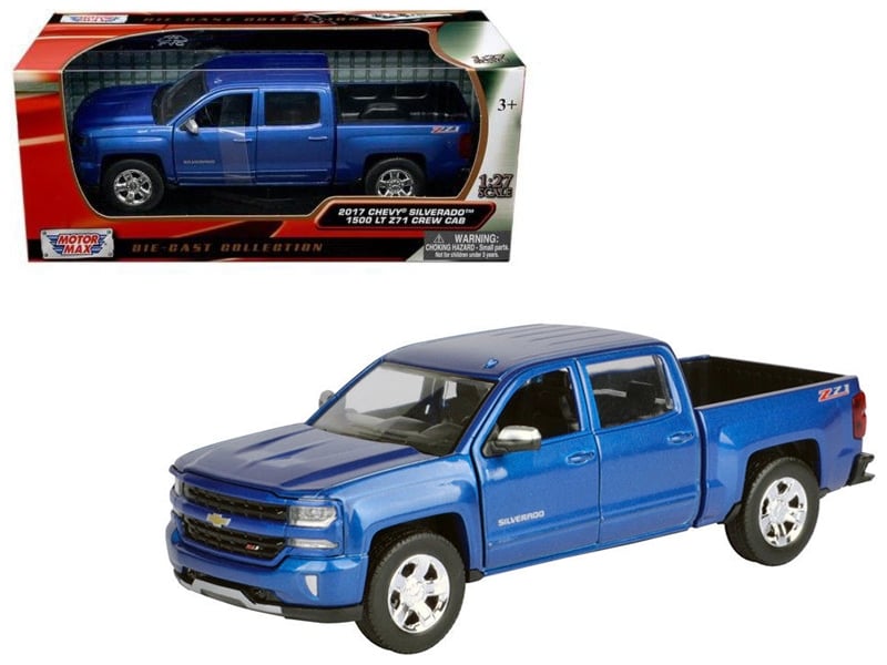 2017 Chevrolet Silverado 1500 LT Z71 Crew Cab Pickup Truck Blue 1/27 Diecast Model Car by Motormax