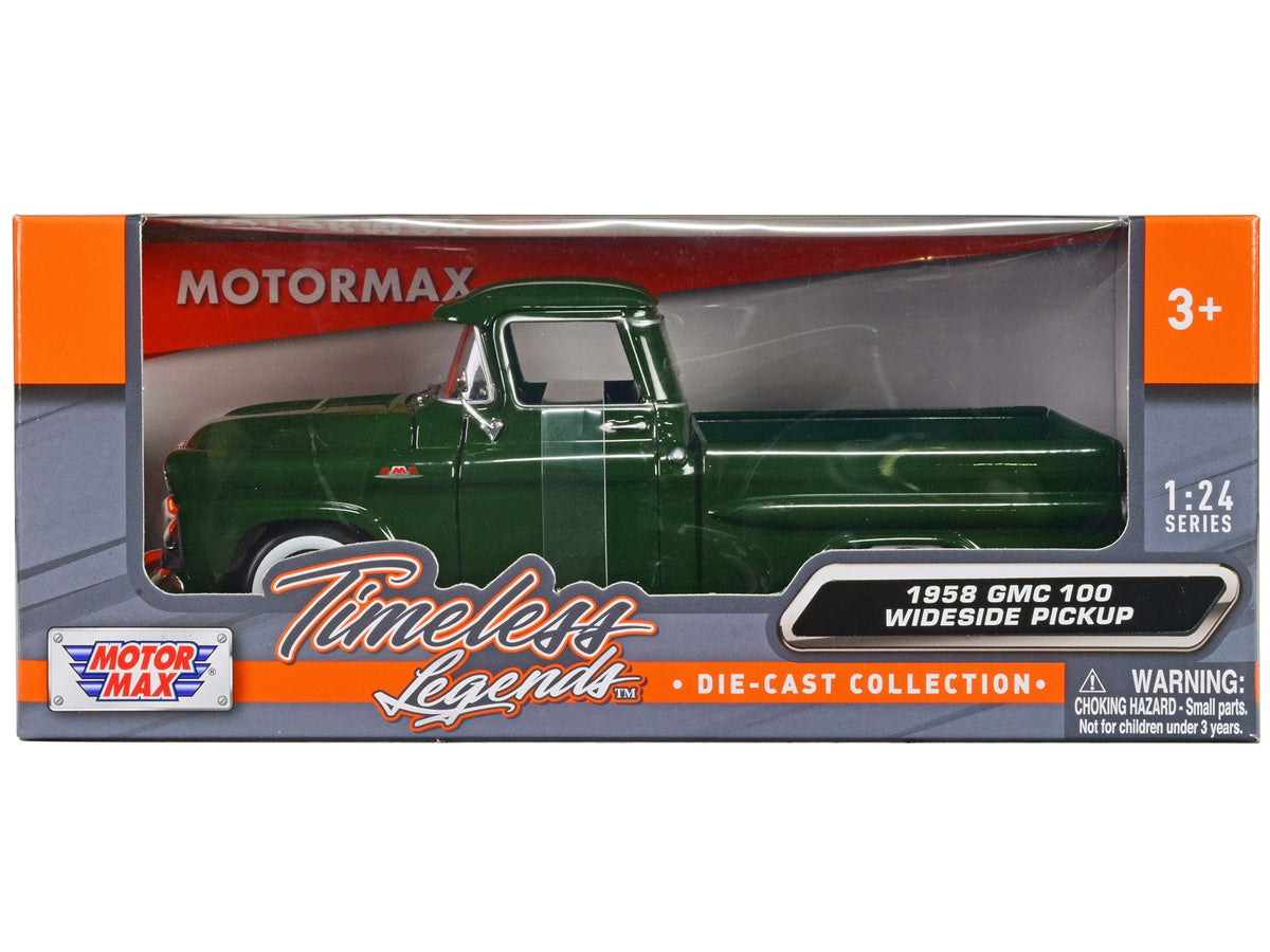 Motormax 1958 GMC 100 Wideside pickup green 1:24 79385GRN, product image 1