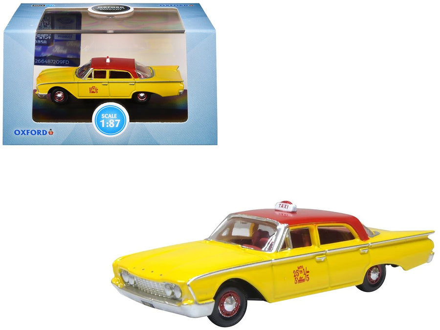 Oxford 1960 Ford Fairlane NYC taxi in yellow with red top and interior