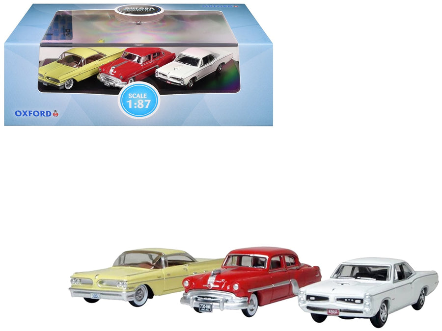 Oxford Pontiac 100th Anniversary three-car set with Chieftain, Bonneville and GTO