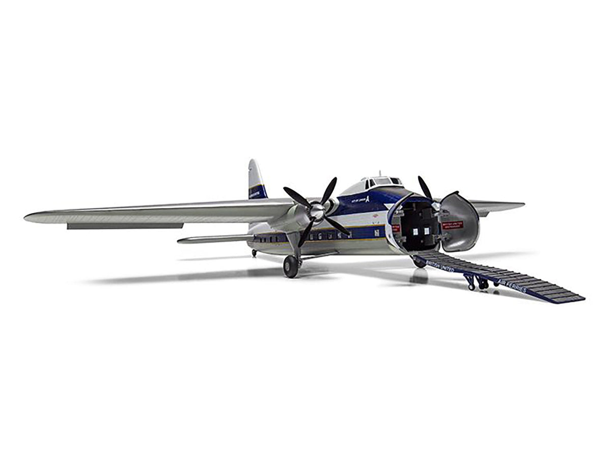 Completed Bristol Superfreighter in BUAF markings with an open-nose display, Airfix 1:72 kit A05002V
