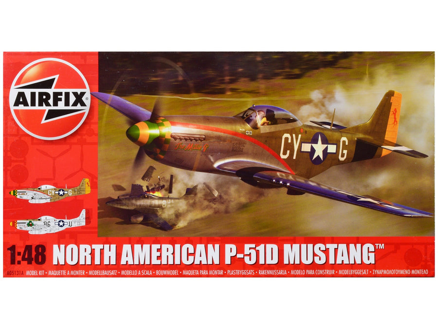 Level 2 Model Kit North American P-51D Mustang Fighter Aircraft with 2 Scheme Options 1/48 Plastic Model Kit by Airfix image 4