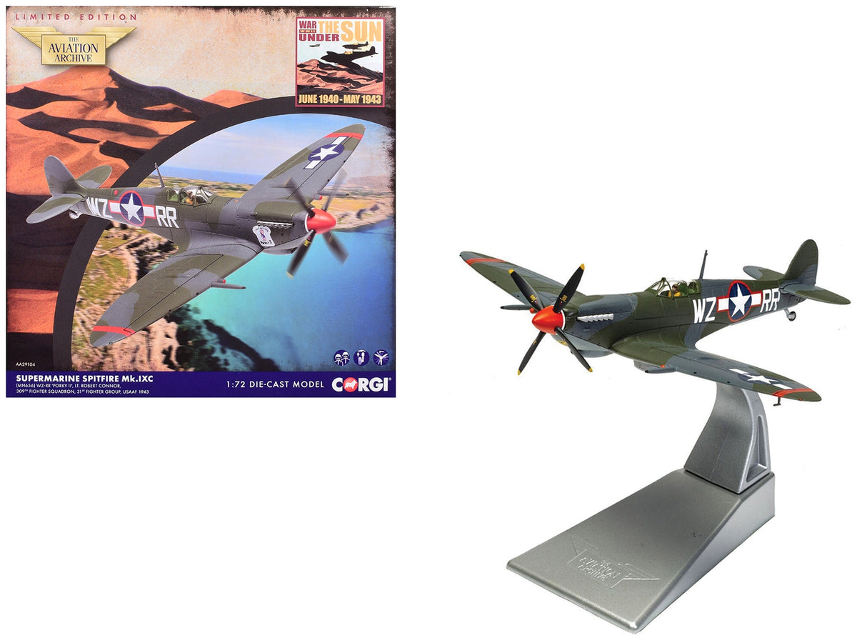 Supermarine Spitfire MkIXC Fighter Aircraft "Porky II Lt Robert Connor 309th Fighter Squadron 31st Fighter Group" (1943) United States Army Air Forces "The Aviation Archive" Series 1/72 Diecast Model by Corgi