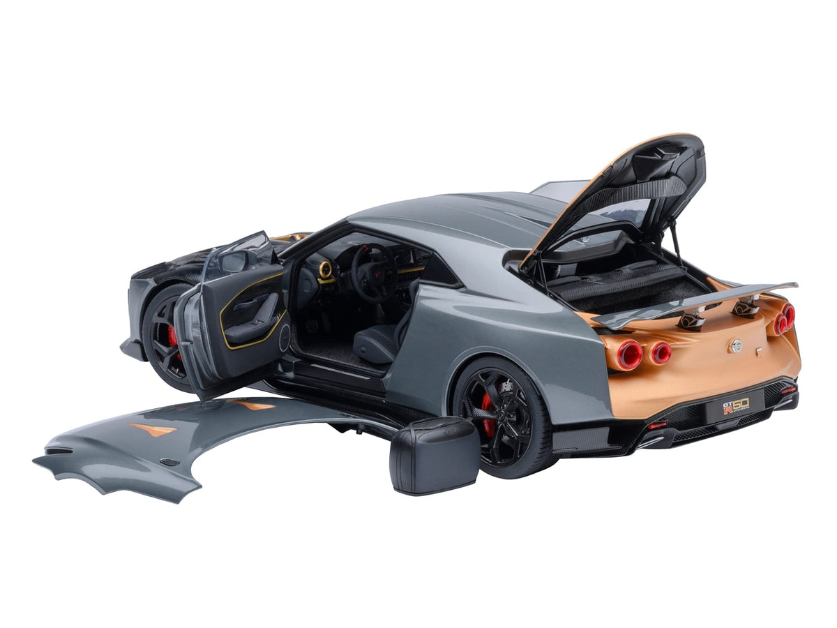 AUTOart AA77510 Nissan GT-R50 by Italdesign Goodwood model in Liquid Kinetic Gray with gold accents, 1:18