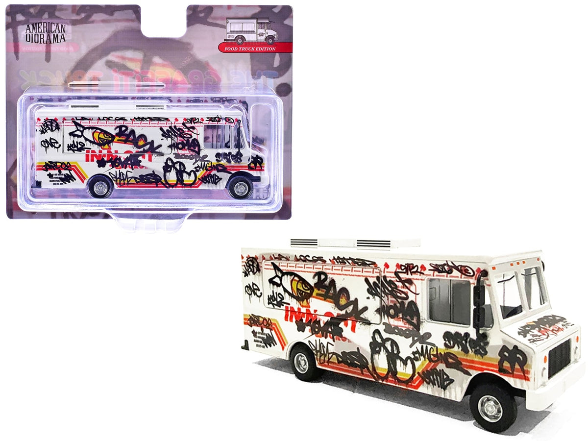 Food Truck "The Graffiti Truck" White with Graphics 1/64 Diecast Model by American Diorama