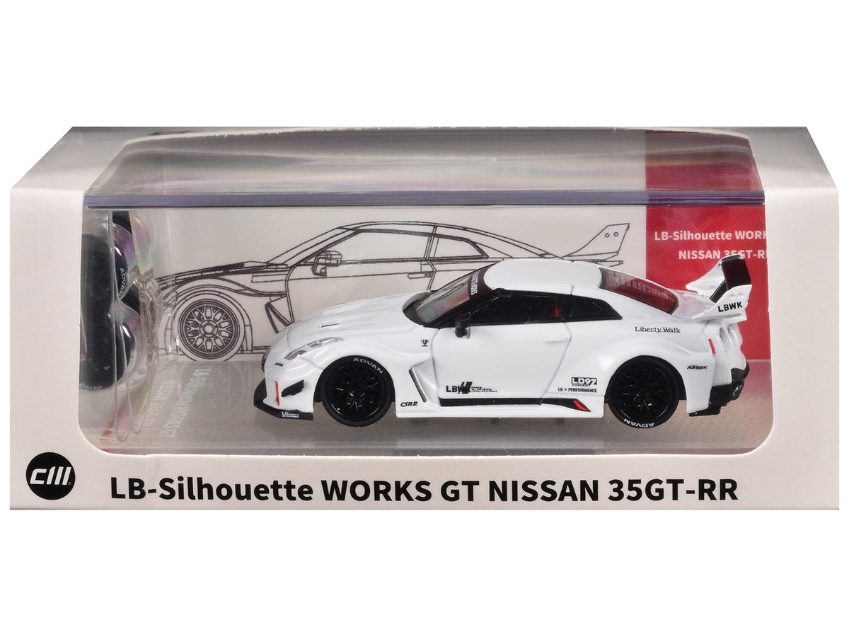 Nissan 35GT-RR "LB-Silhouette Works GT" RHD (Right Hand Drive) White with Extra Wheels 1/64 Diecast Model Car by CM Model