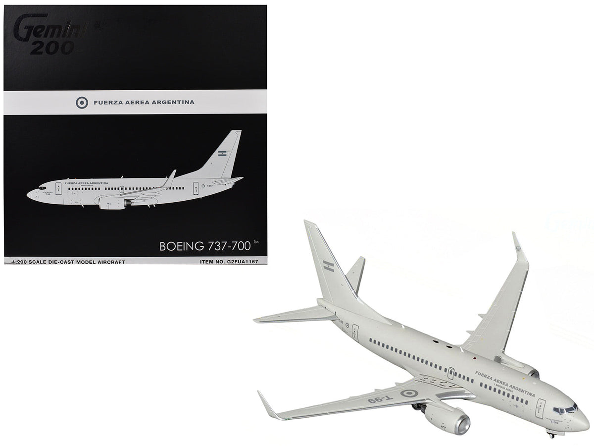Boeing 737-700 Transport Aircraft "Fuerza Aerea Argentina (Air Force)" (T-99) Gray "Gemini 200" Series 1/200 Diecast Model Airplane by GeminiJets