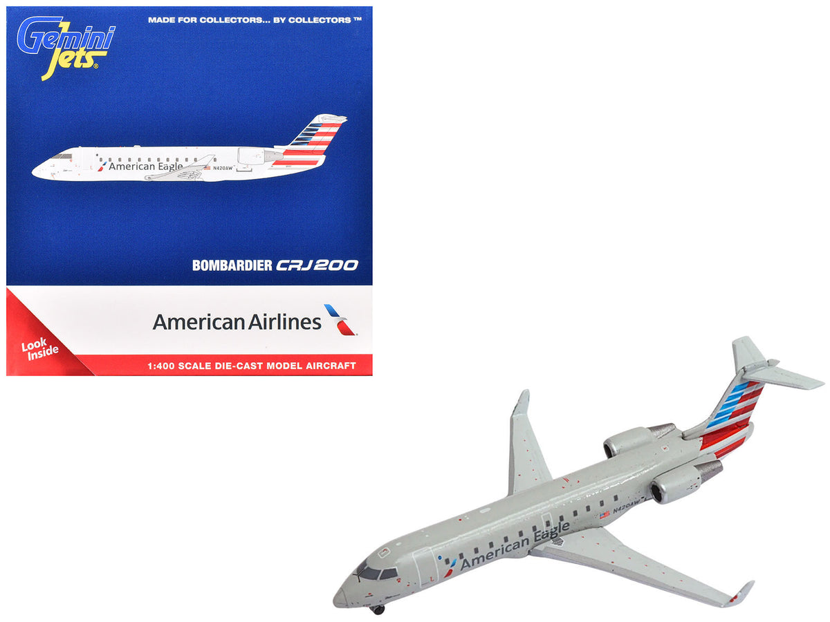 Bombardier CRJ200 Commercial Aircraft "American Eagle - Air Wisconsin" (N420AW) Gray with Red and Blue Tail 1/400 Diecast Model Airplane by GeminiJets
