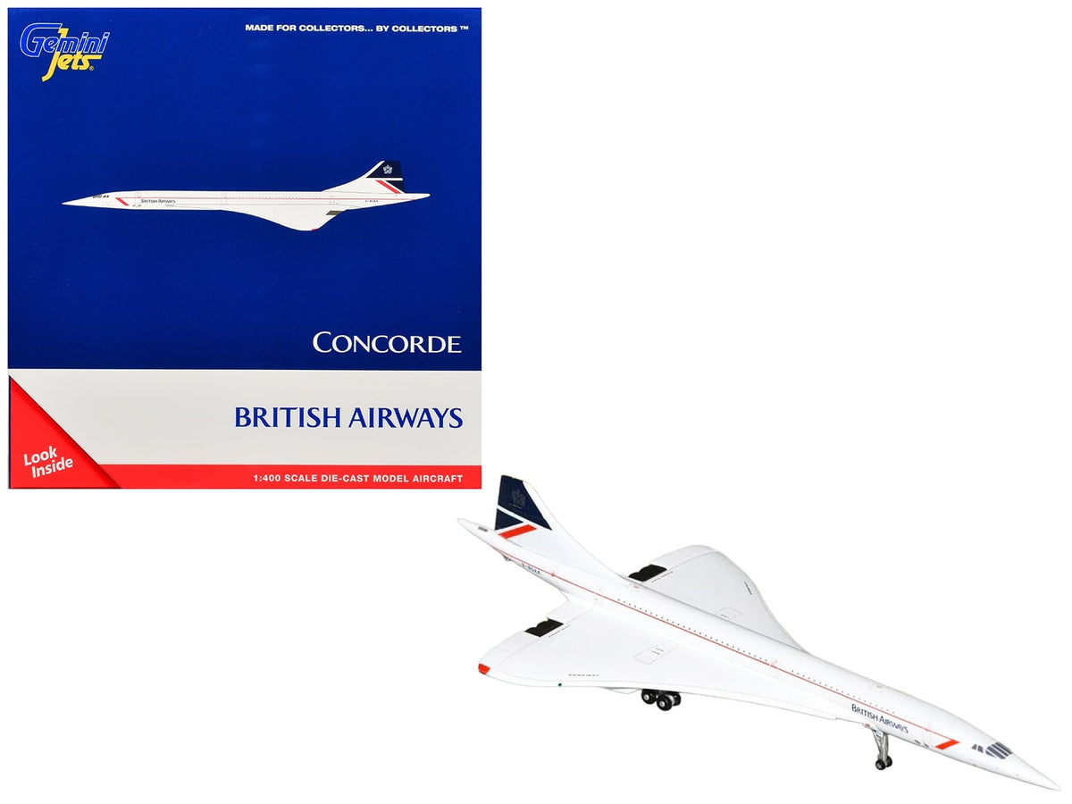 GeminiJets GJBAW2390 British Airways Concorde G-BOAA in white with red stripes and blue tail, 1:400
