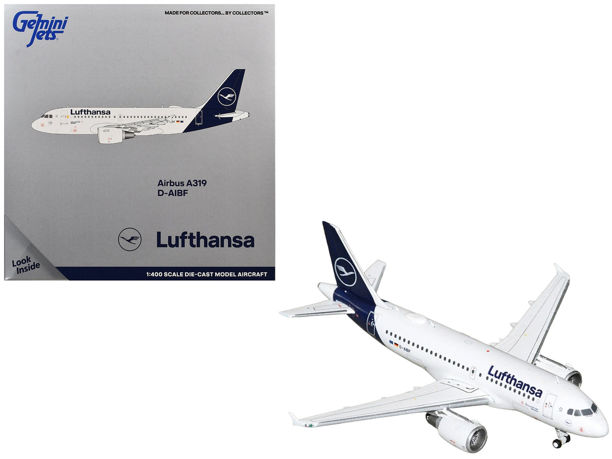 Airbus A319-100 Commercial Aircraft "Lufthansa" (D-AIBF) White with Dark Blue Tail 1/400 Diecast Model Airplane by GeminiJets