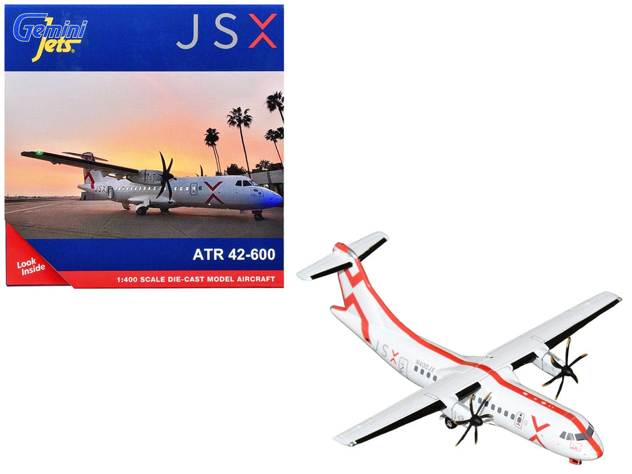 GeminiJets JSX ATR 42-600 registration N400JX in white with red stripes, 1:400 GJJSX2404, view 1