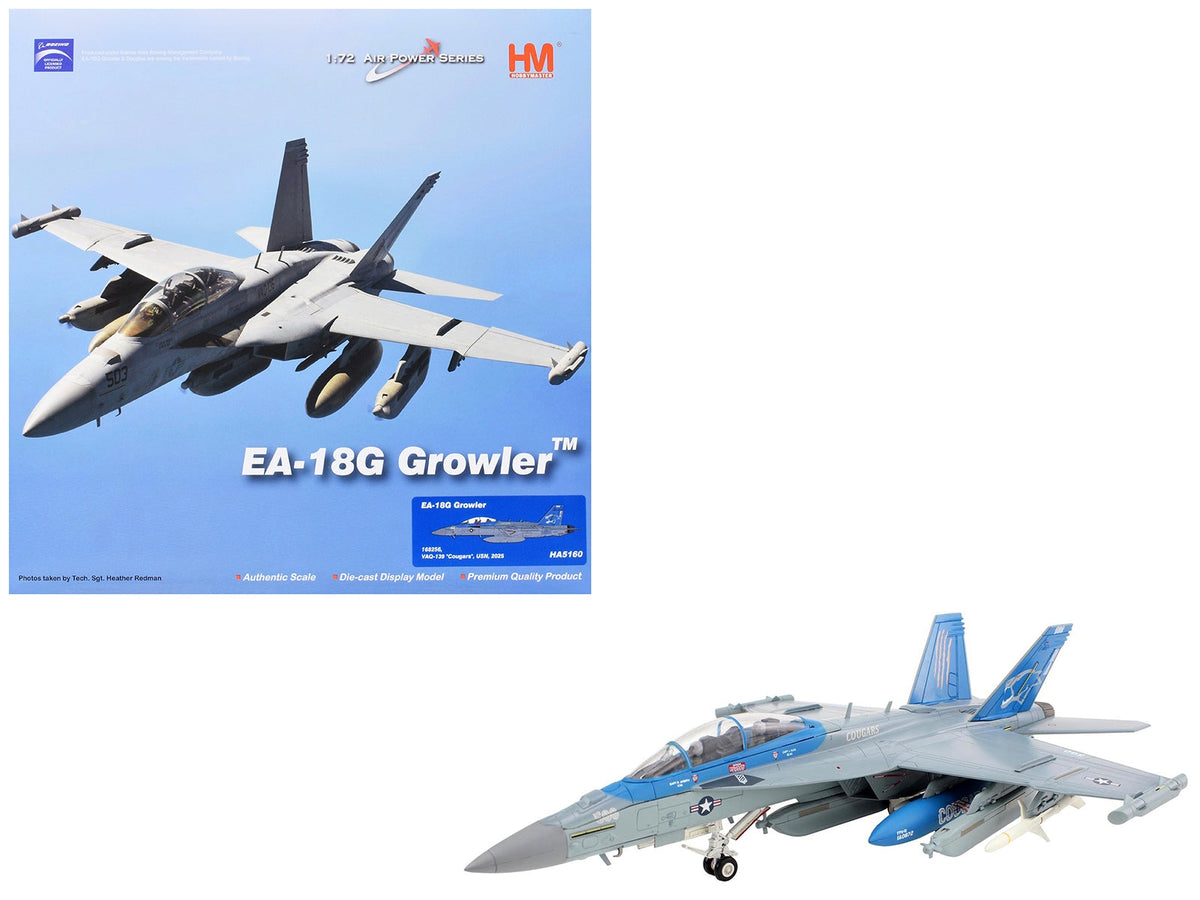 Boeing EA-18G Growler Aircraft "168256 VAQ-139 Cougars" (2025) United States Navy "Air Power Series" 1/72 Diecast Model by Hobby Master