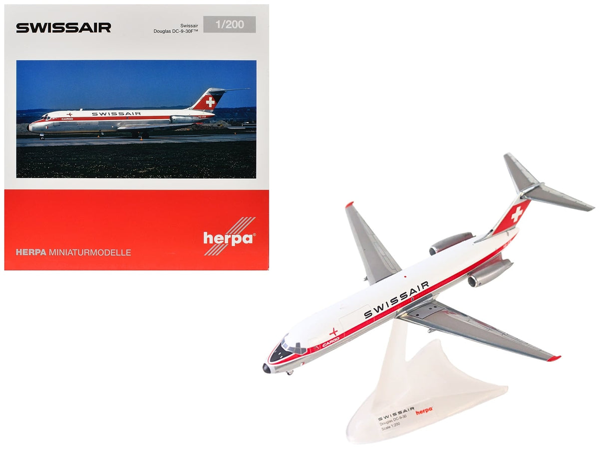 Herpa Swissair Douglas DC-9-30F HB-IFW white red 1:200 HE573344, product image 1