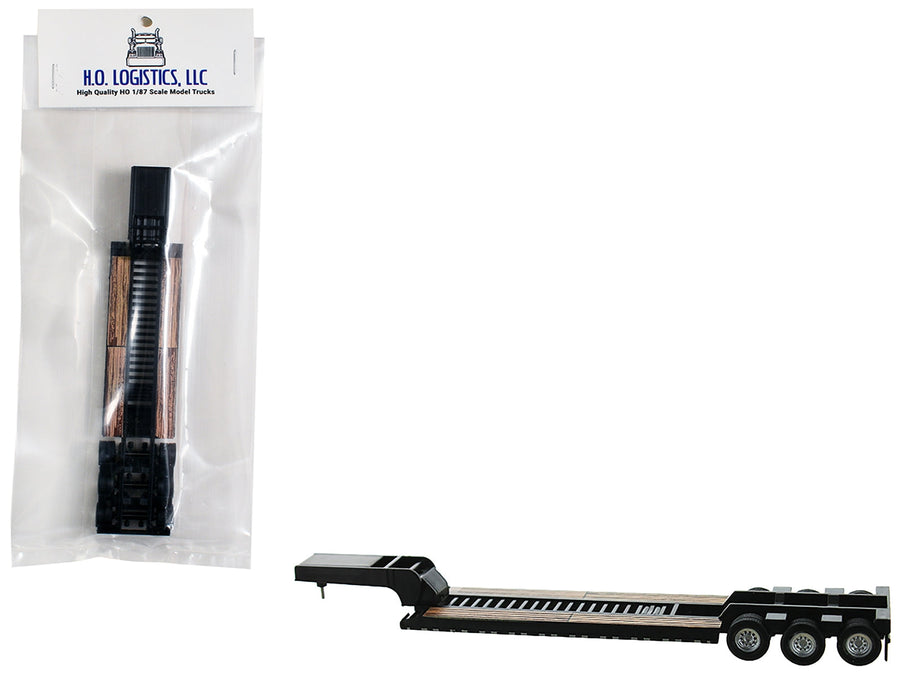 Low Boy Flatbed Trailer Black 1/87 (HO) Plastic Model Car by HO Logistics