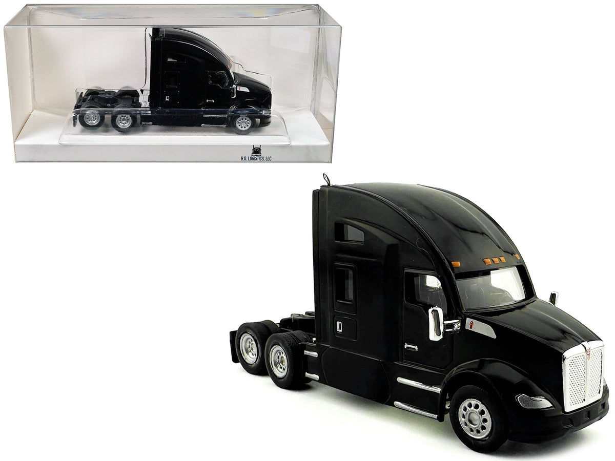 Kenworth T680 Sleeper Cab Black 1/87 (HO) Plastic Model Car by HO Logistics