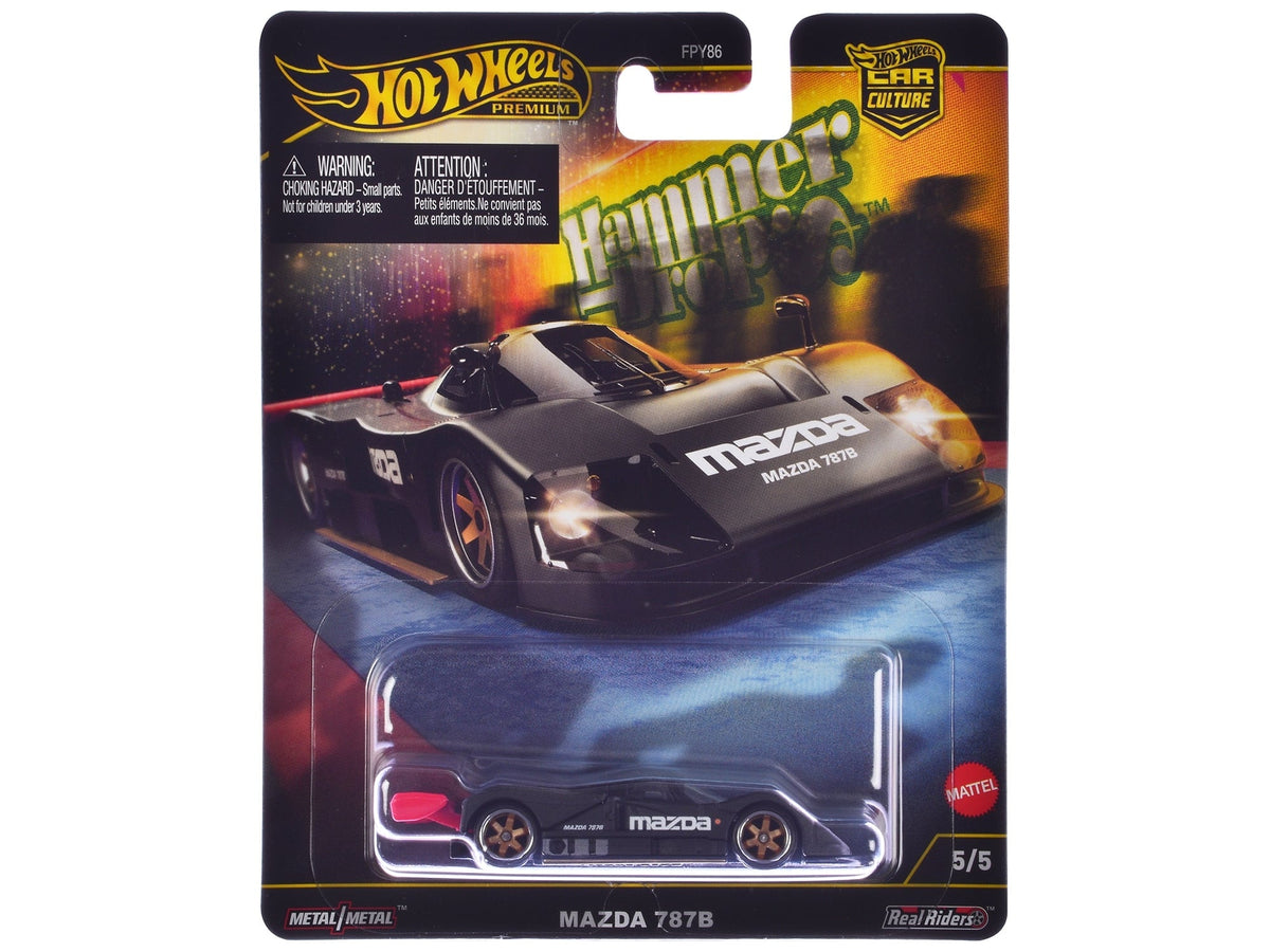 Mazda 787B Prototype Race Car Black "Hammer Drop" Series Diecast Model Car by Hot Wheels