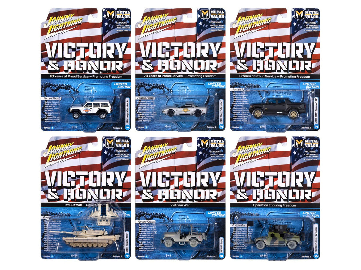 Johnny Lightning Military 2025 Release 2 Set B six-vehicle assortment.
