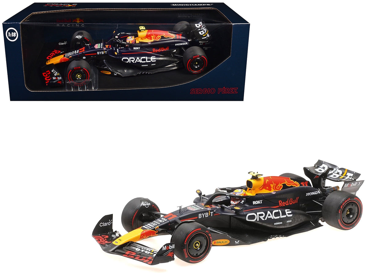 Red Bull Racing RB20 #11 Sergio Perez "Oracle" 2nd Place F1 Formula One "Bahrain GP" (2024) with Driver Limited Edition to 180 pieces Worldwide 1/18 Diecast Model Car by Minichamps