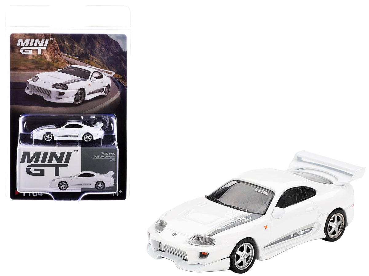MINI GT 1:64 Toyota Supra VeilSide Combat V-I in white.