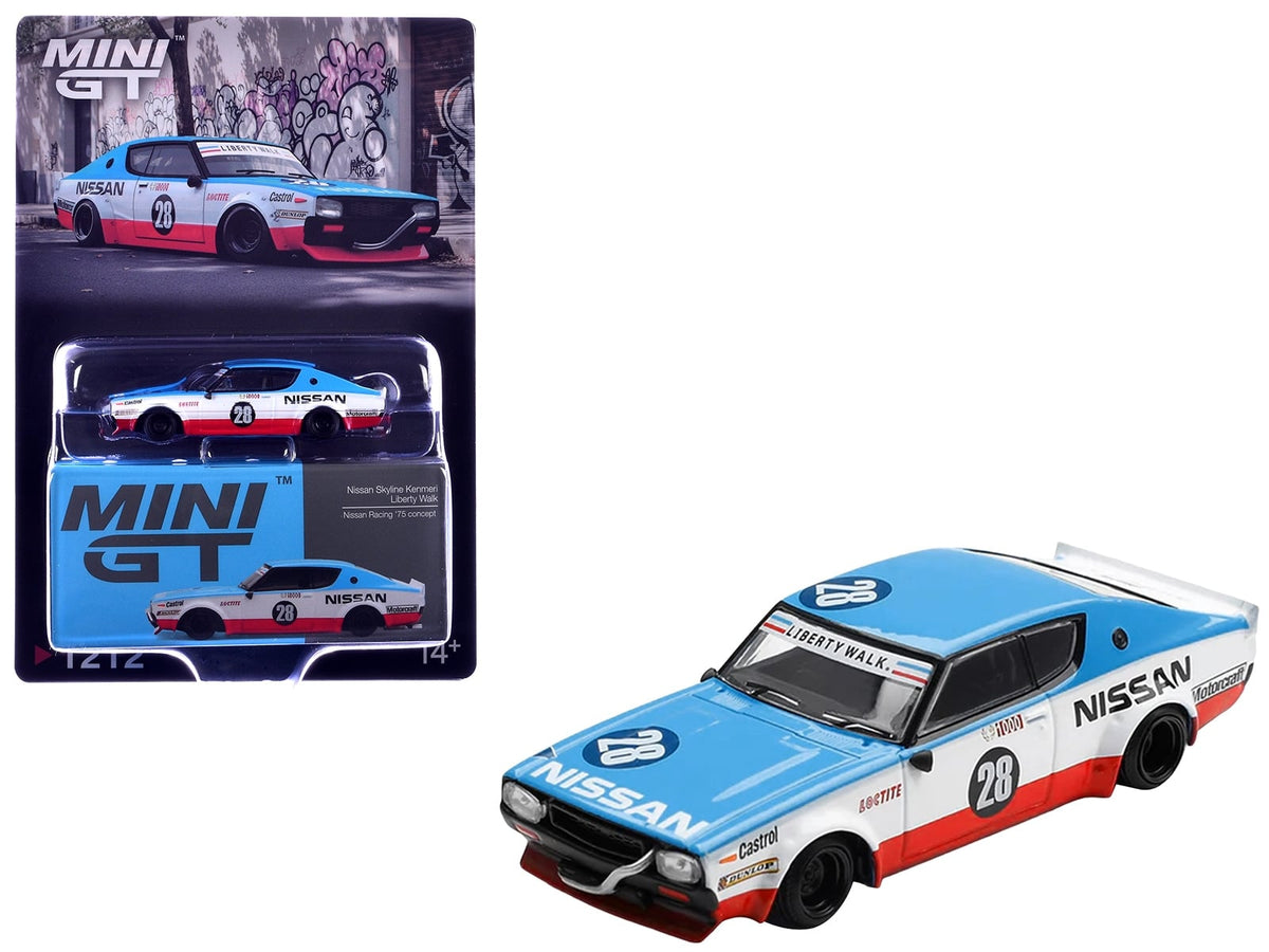 MINI GT 1:64 Nissan Skyline Kenmeri #28 Liberty Walk Nissan Racing 1975 Concept.